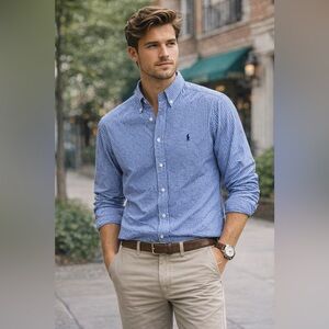 U.S. Polo Assn Blue Stripe Button Down Shirt Mens XL Preppy Long Sleeve Classic